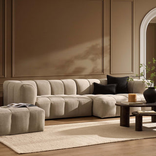 Black & Feather Manhattan Right Hand Chaise Sofa - Chenille Oatmeal