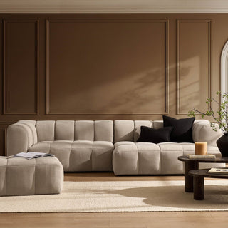 Black & Feather Manhattan Right Hand Chaise Sofa - Chenille Oatmeal