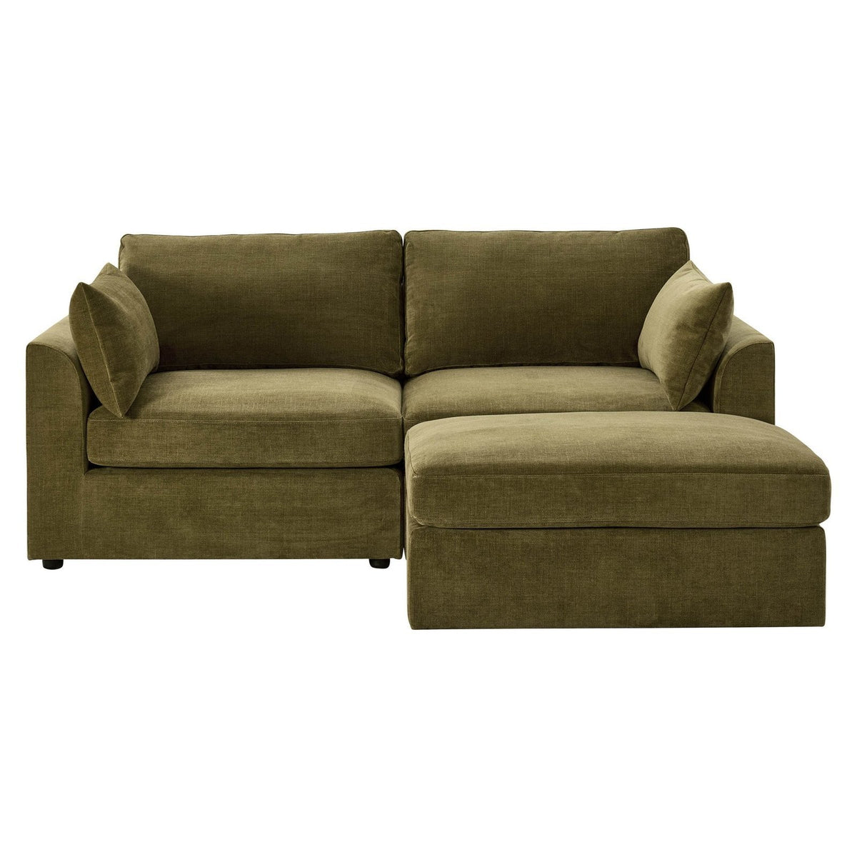 Black & Feather Miami Small Chaise Sofa - Chenille Olive