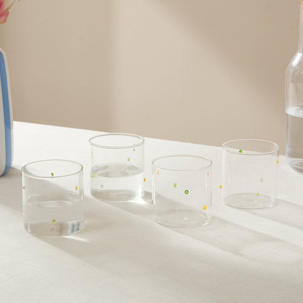 Black & Feather Nelly Polka Dot Glass Tumblers - Set of 4 - Clear