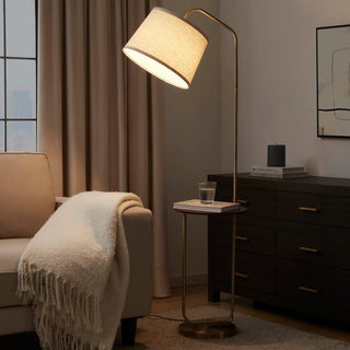 Black & Feather Orianna Floor Lamp with Side Table - Gold