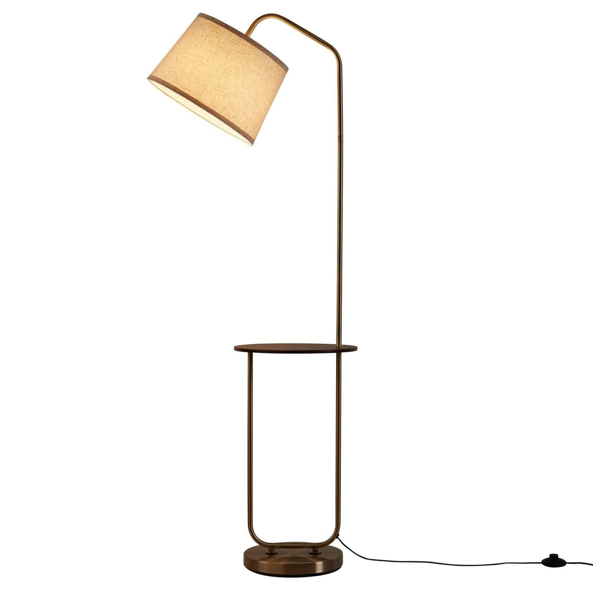 Black & Feather Orianna Floor Lamp with Side Table - Gold