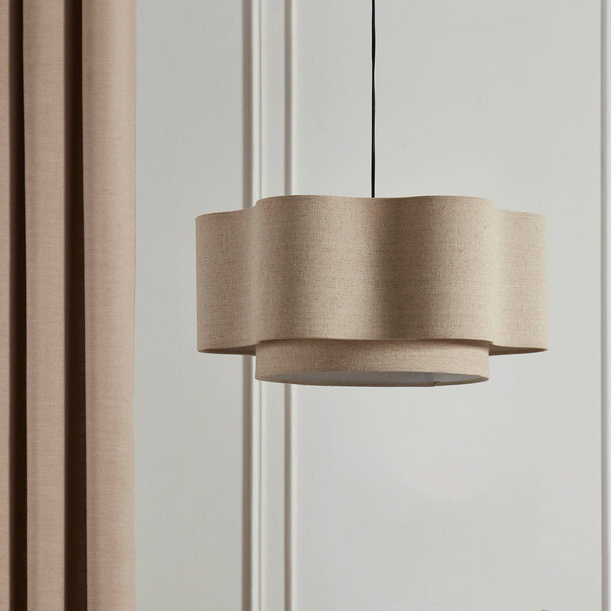 Black & Feather Orlaya Two-Tier Scalloped Ceiling Shade - Natural