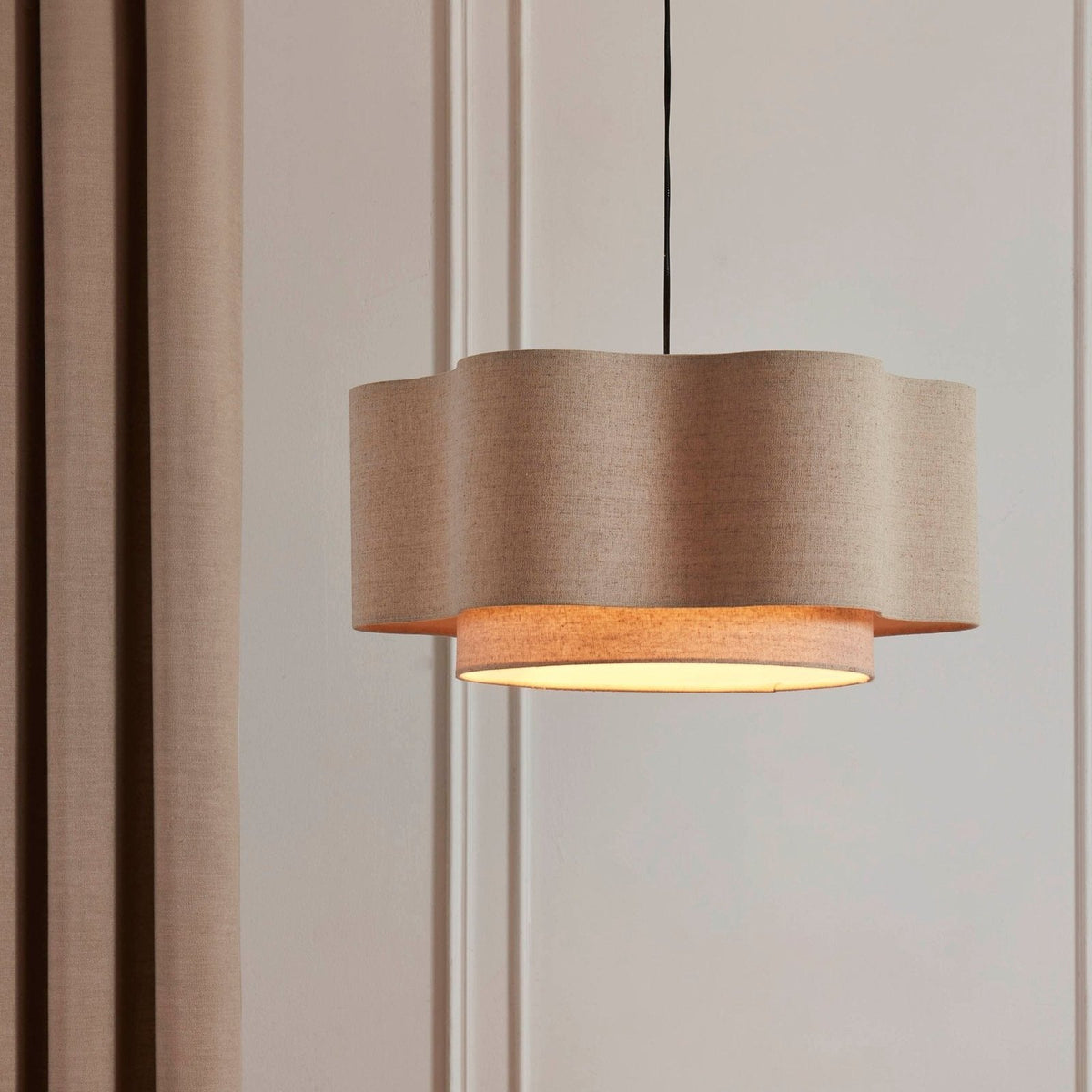 Black & Feather Orlaya Two-Tier Scalloped Ceiling Shade - Natural