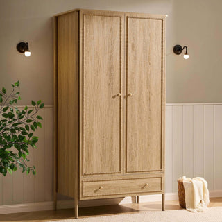 Black & Feather Posy Bobbin 2 Door Wardrobe with Drawer - Light Wood
