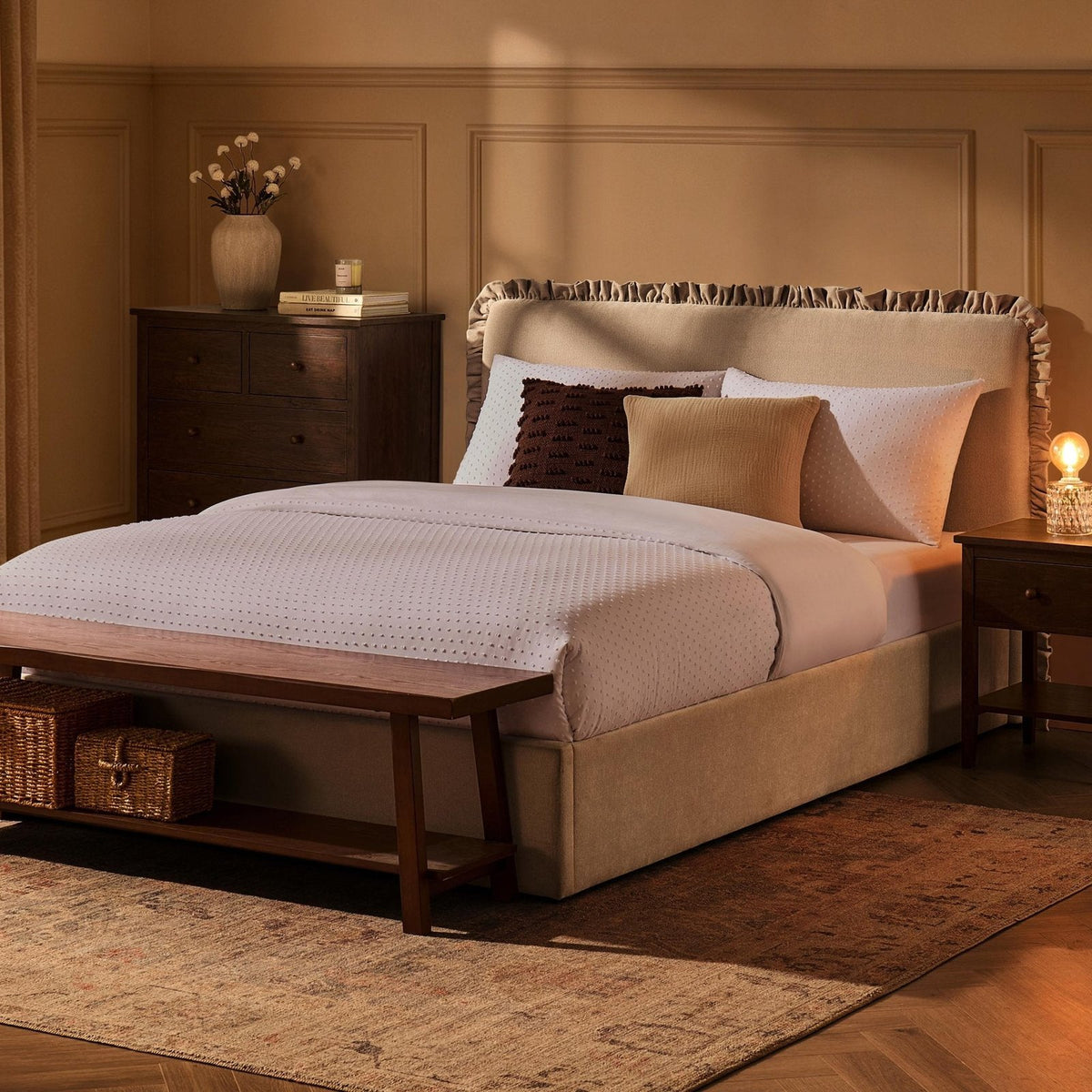Black & Feather Riva Ottoman Storage Bed - Chenille Ivory
