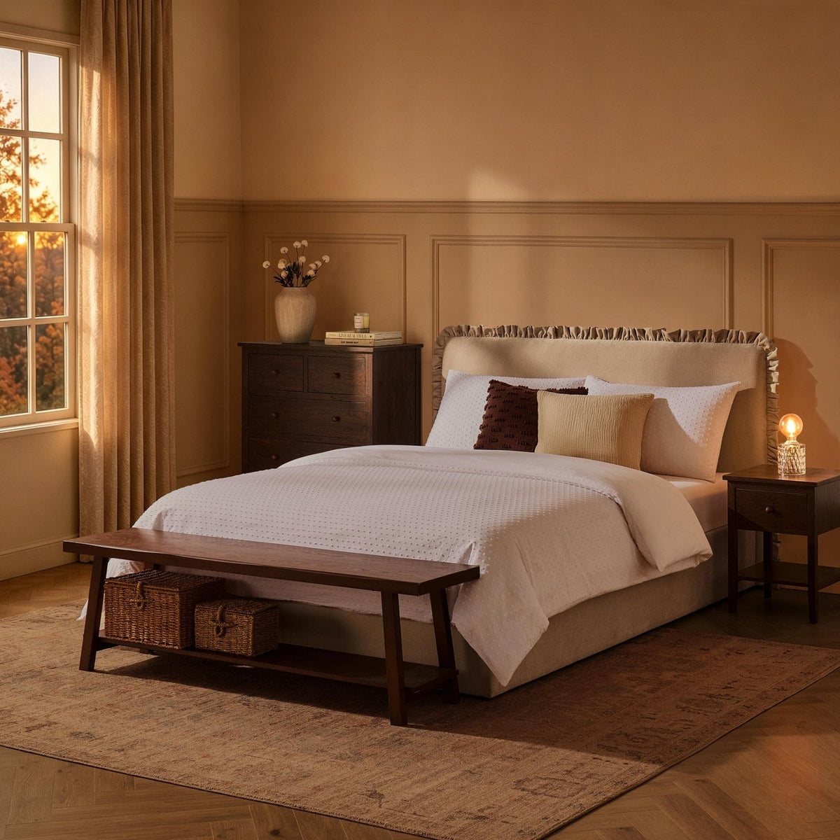 Black & Feather Riva Ottoman Storage Bed - Chenille Ivory