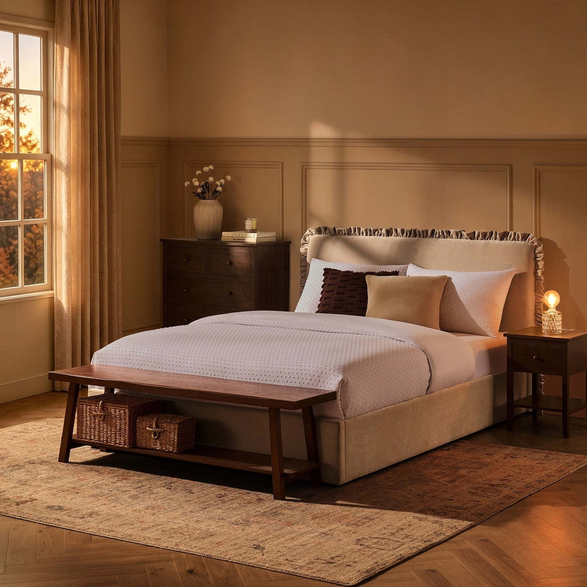 Black & Feather Riva Ottoman Storage Bed - Chenille Ivory