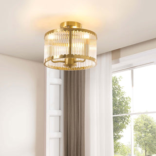 Black & Feather Rosie Glass Scallop Flush Ceiling Light - Gold