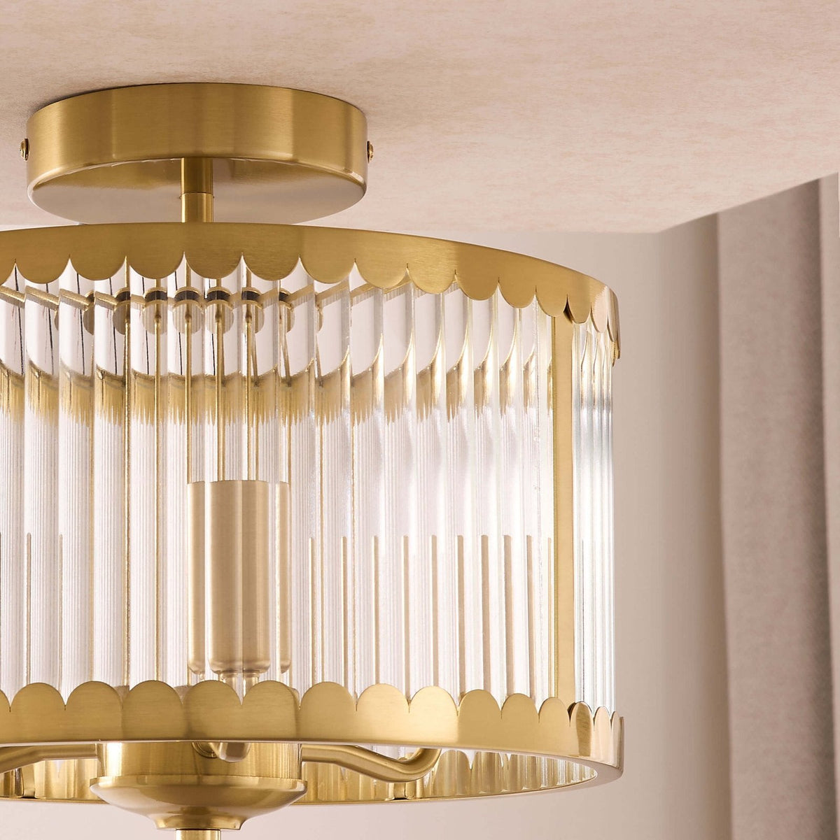 Black & Feather Rosie Glass Scallop Flush Ceiling Light - Gold