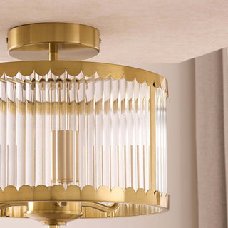 Black & Feather Rosie Glass Scallop Flush Ceiling Light - Gold