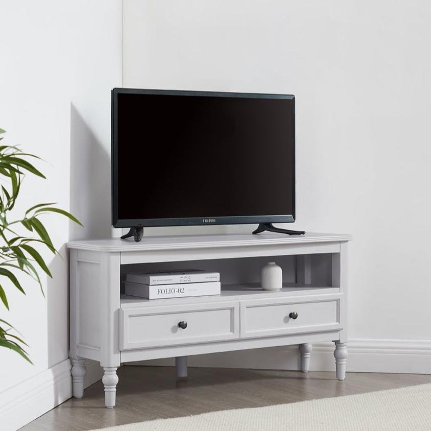 Black & Feather Ruby 100cm Corner TV Unit - Washed Stone