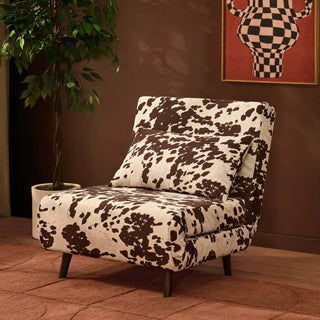 Black & Feather Seattle Single Click Clack Sofa Bed - Brown Cow Print
