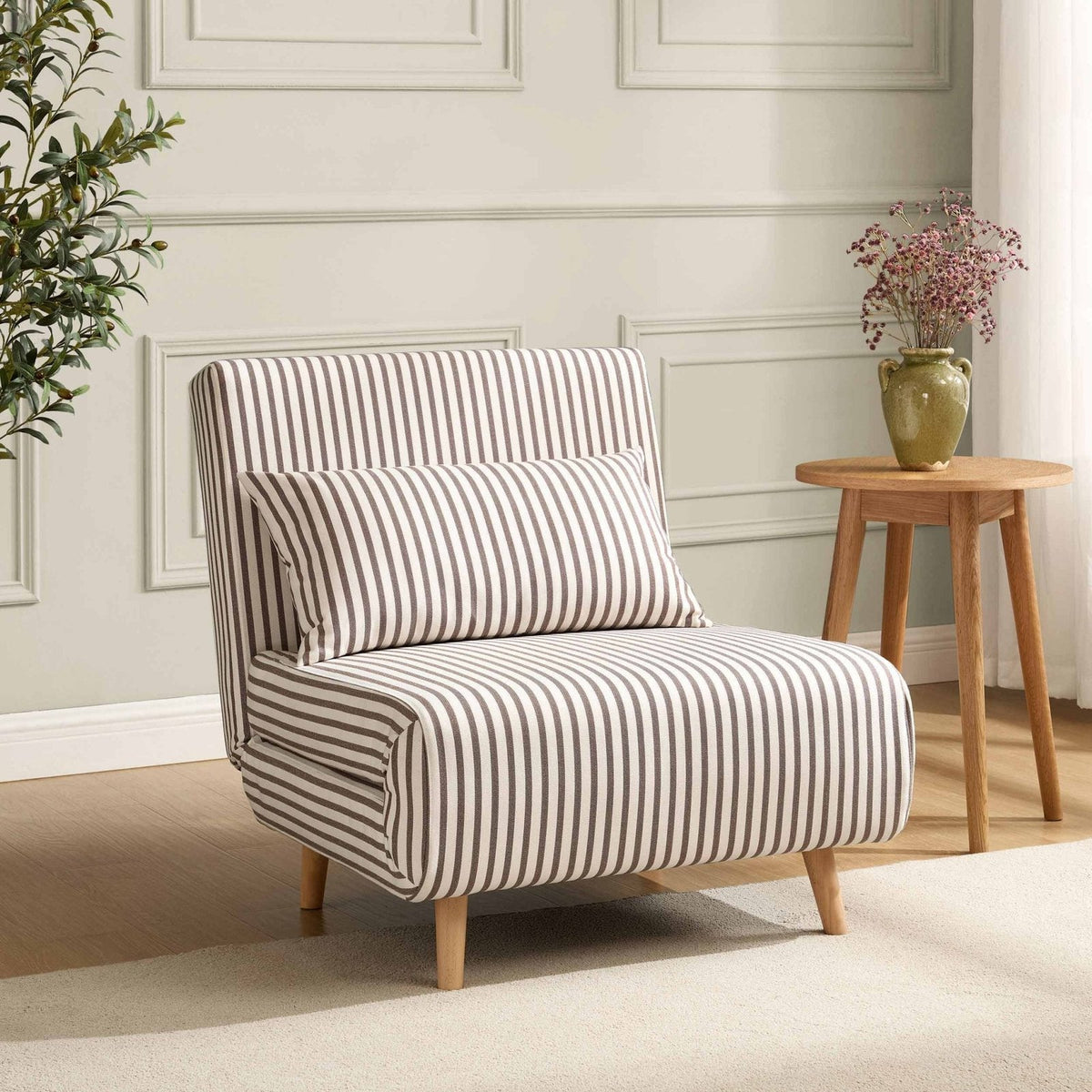 Black & Feather Seattle Single Click Clack Sofa Bed - Chocolate Stripe