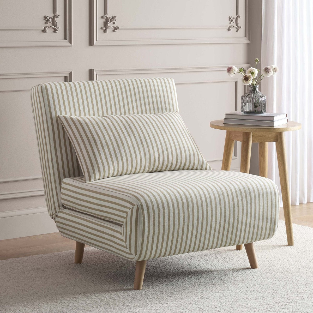 Black & Feather Seattle Single Click Clack Sofa Bed - Sand Stripe