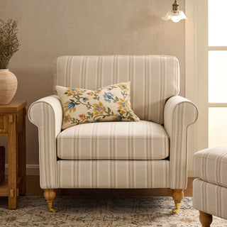 Black & Feather Sicily Armchair - Natural Stitched Stripe