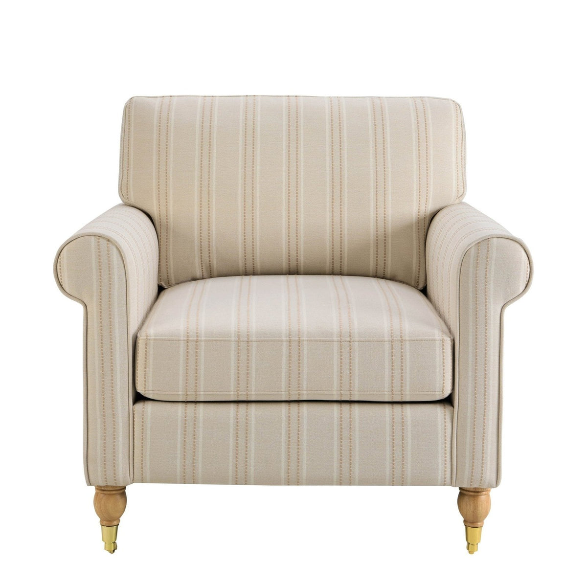Black & Feather Sicily Armchair - Natural Stitched Stripe