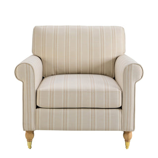 Black & Feather Sicily Armchair - Natural Stitched Stripe