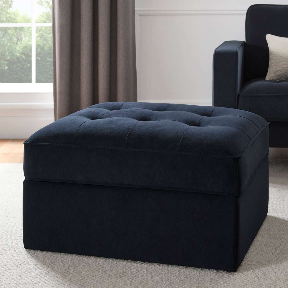 Black & Feather Sloane Ottoman Storage Pouffe- Midnight