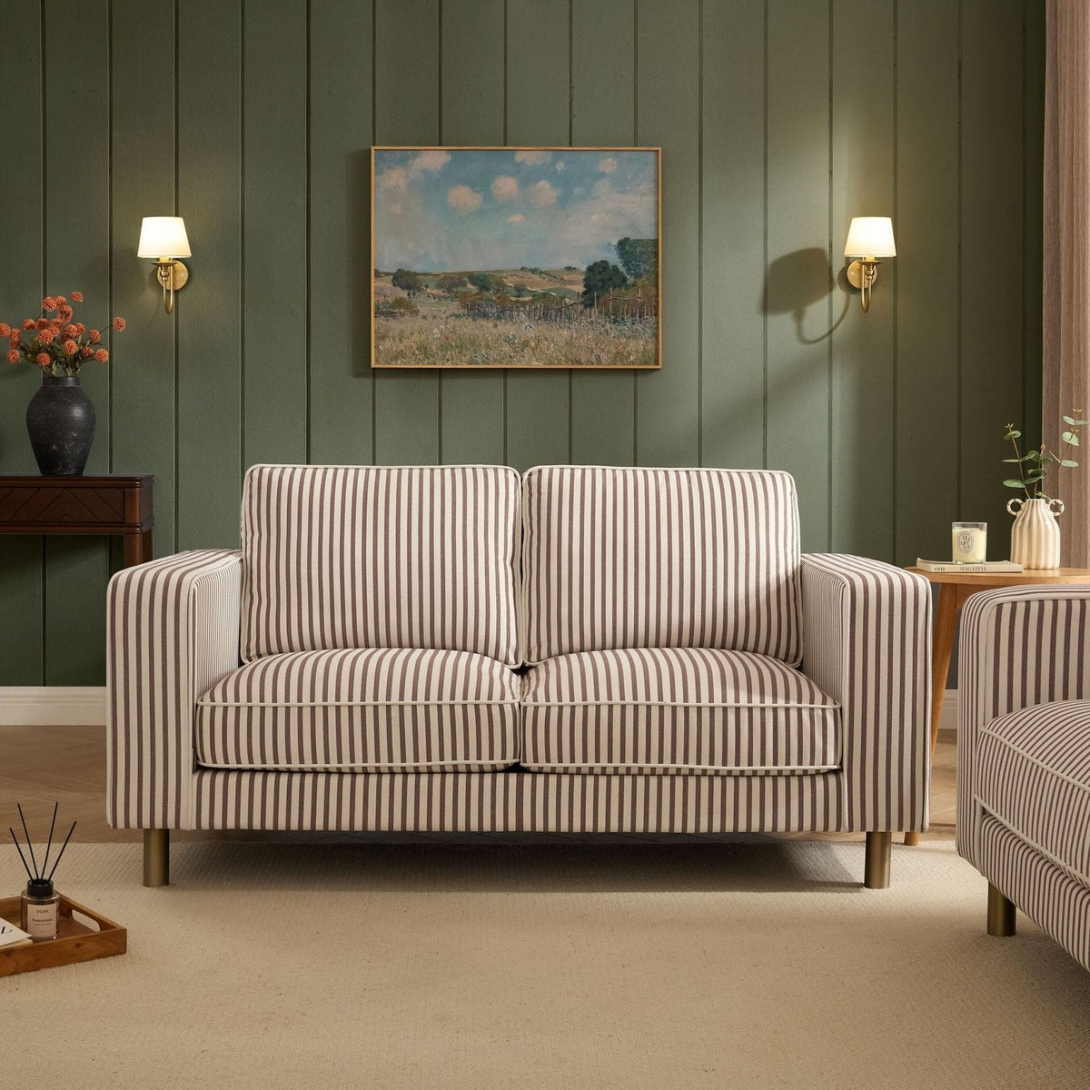 Black & Feather Soho 2 Seater Sofa - Chocolate Stripe