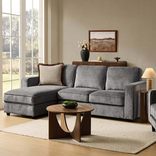 Black & Feather Soho Left Hand Storage Chaise Sofa - Grey