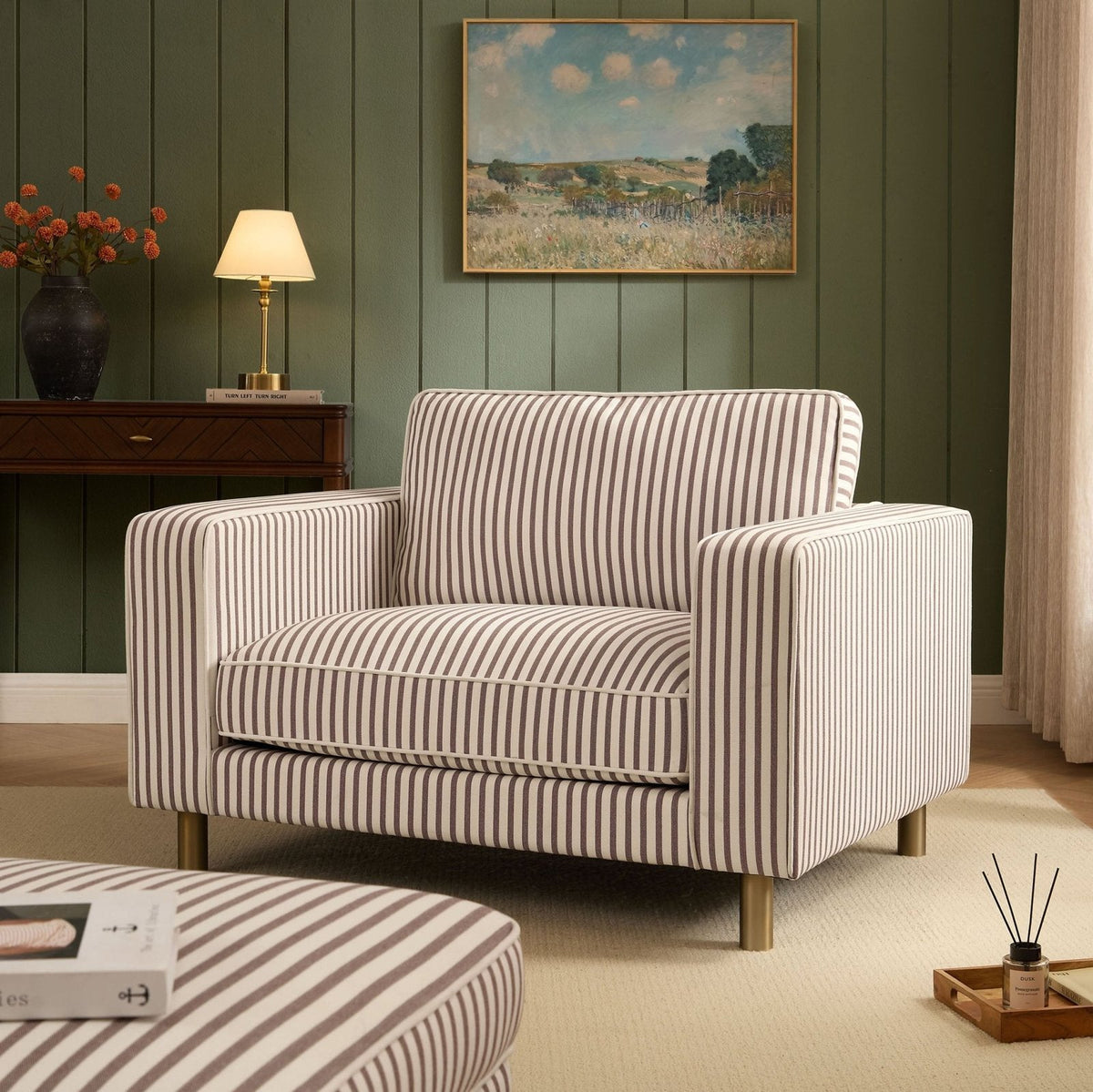Black & Feather Soho Loveseat - Chocolate Stripe