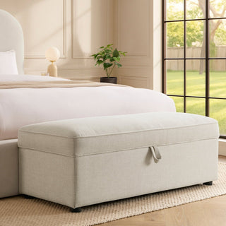 Black & Feather Soho Rectangle Ottoman Storage - Beige