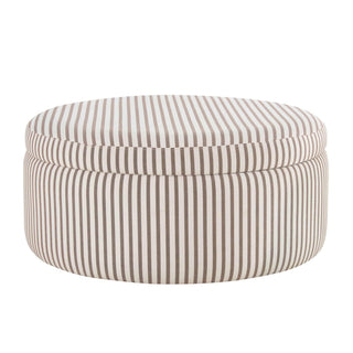Black & Feather Stockton Round Storage Pouffe - Chocolate Stripe