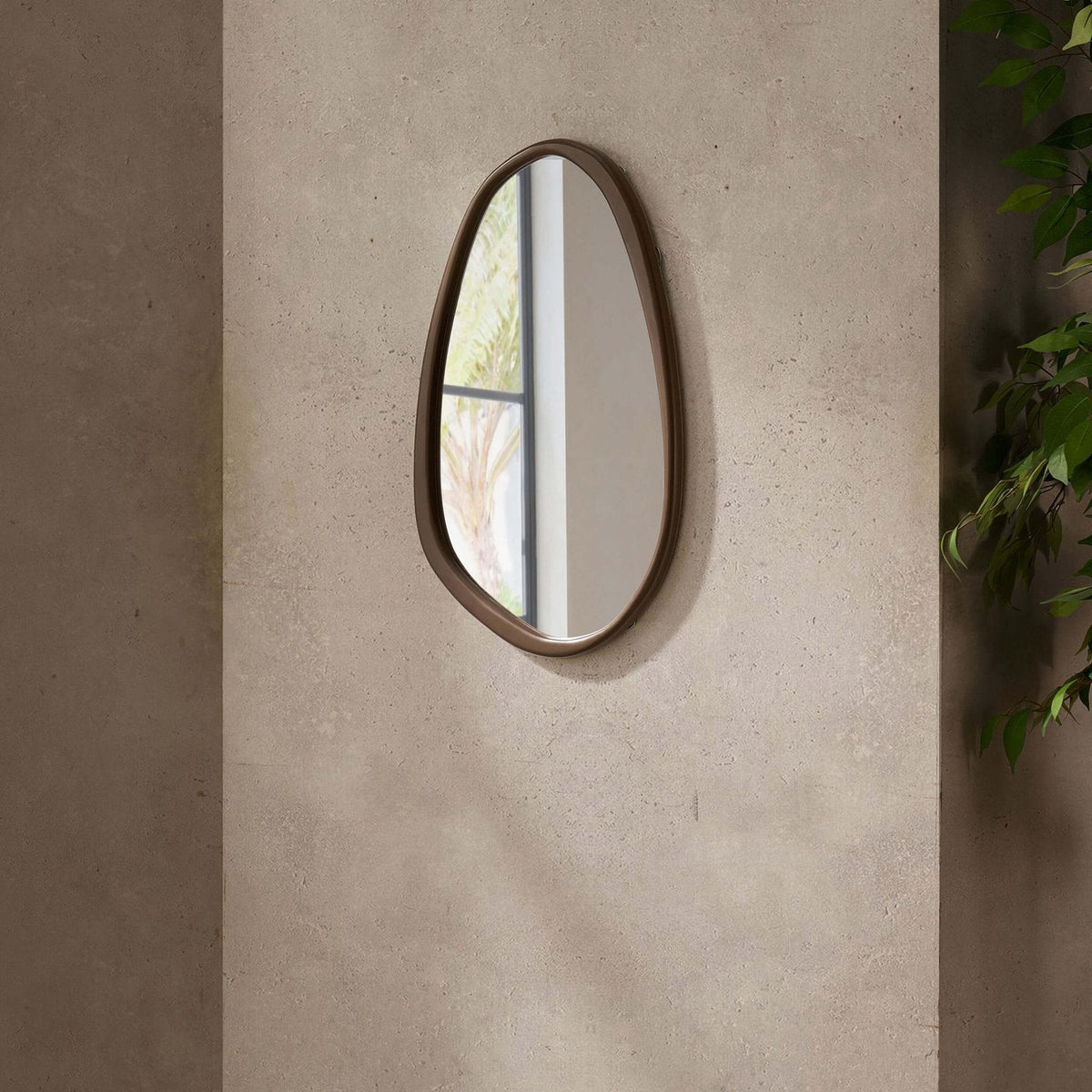 Black & Feather Umah Wood Pond Mirror - Mocha