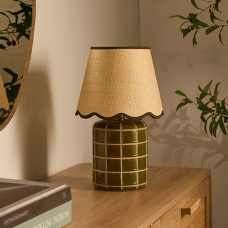 Black & Feather Vivienne Carved Ceramic Table Lamp - Green