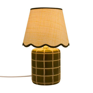 Black & Feather Vivienne Carved Ceramic Table Lamp - Green