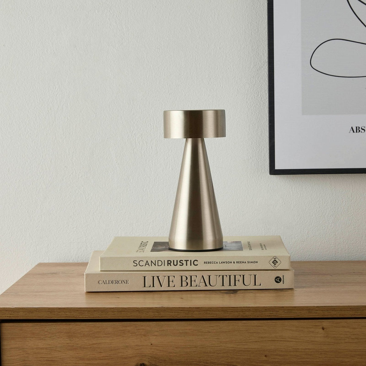 Black & Feather Zeta Mini LED Rechargeable Wireless Lamp - Satin Nickel