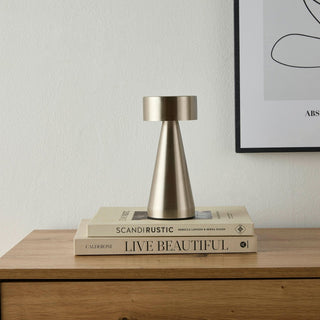 Black & Feather Zeta Mini LED Rechargeable Wireless Lamp - Satin Nickel