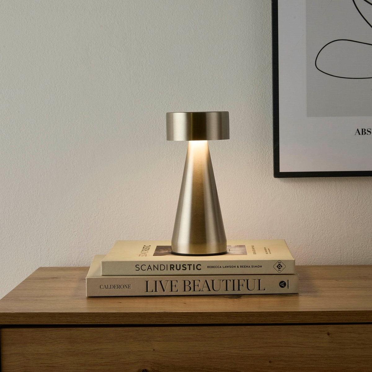 Black & Feather Zeta Mini LED Rechargeable Wireless Lamp - Satin Nickel
