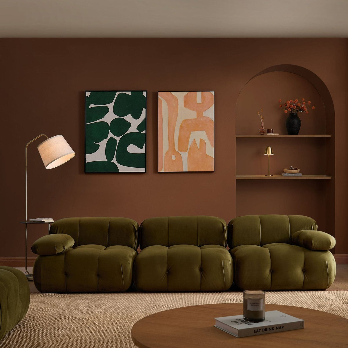 Bondi 3 Seater Sofa - Rich Green – Feather & Black
