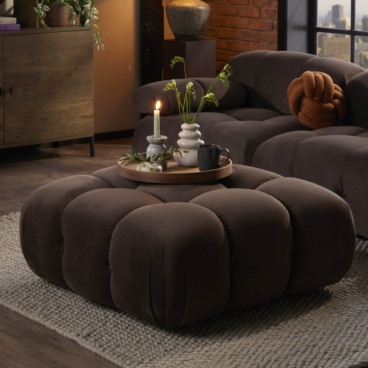 Bondi Pouffe - Cappuccino – Black & Feather
