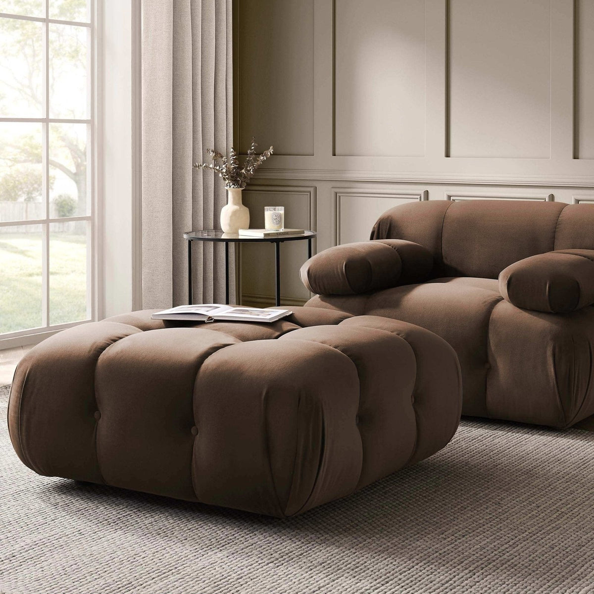 Bondi Pouffe - Cappuccino – Black & Feather