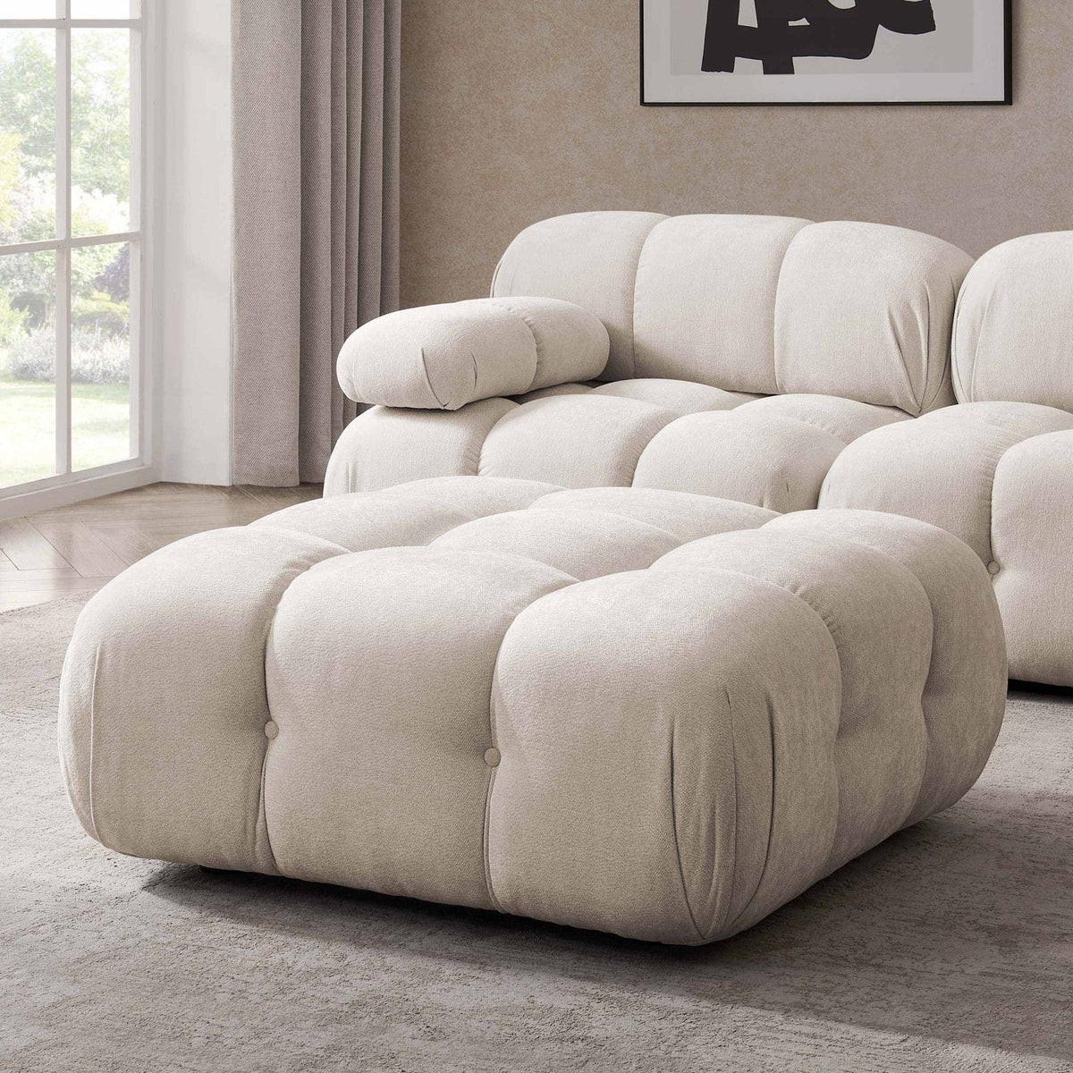 Bondi Pouffe - Ivory – Black & Feather