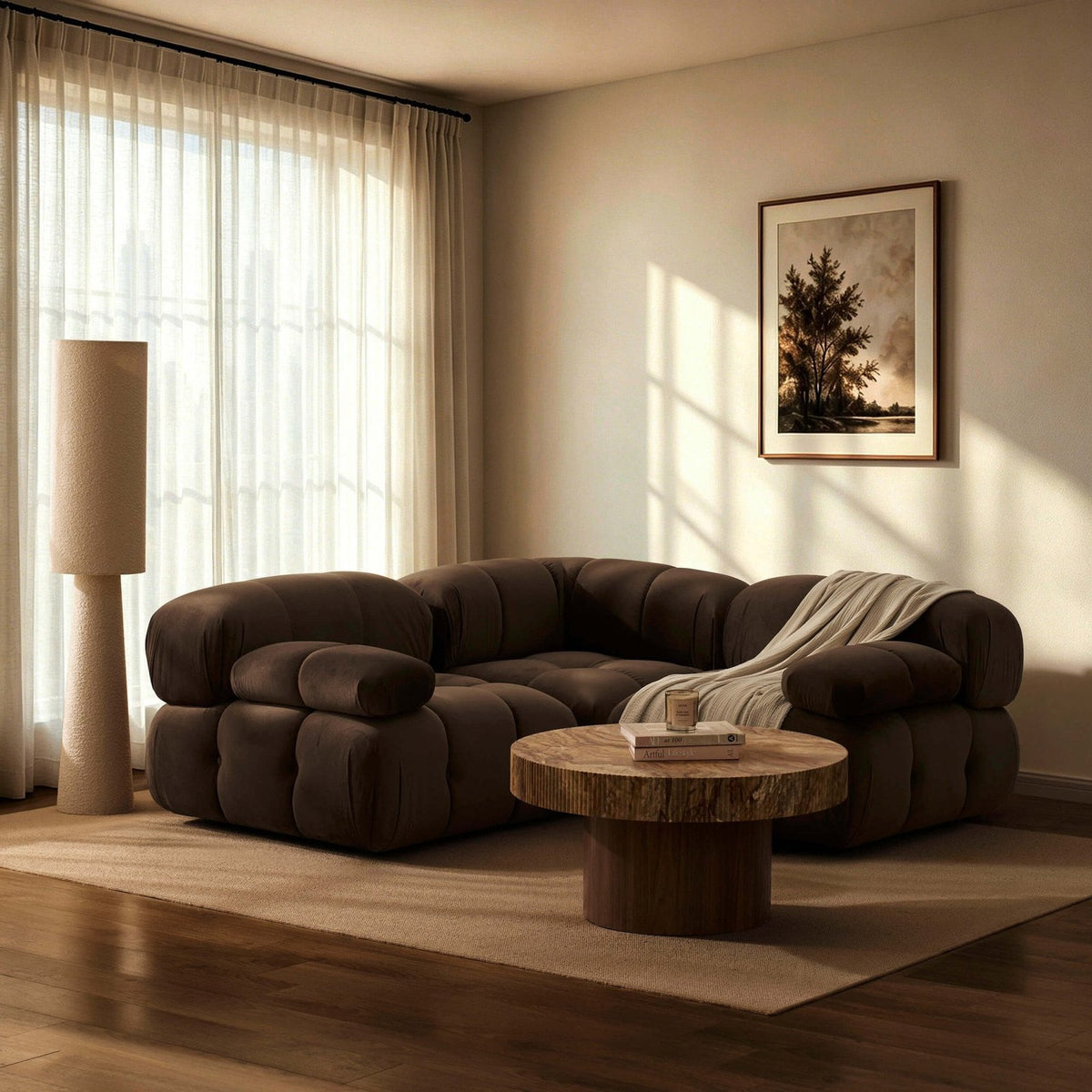 Bondi Small Corner Sofa - Cappuccino – Black & Feather