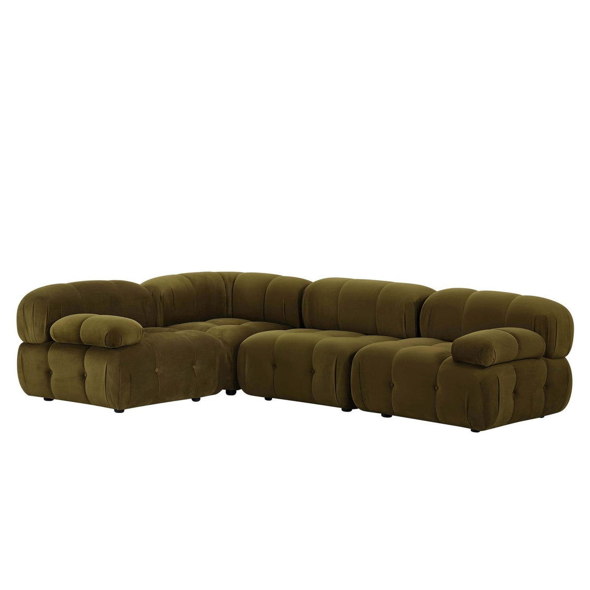 Bondi Small Left Hand L Black & Feather Shape Sofa -  Rich Green