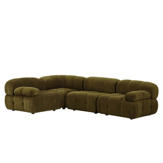 Bondi Small Left Hand L Black & Feather Shape Sofa -  Rich Green