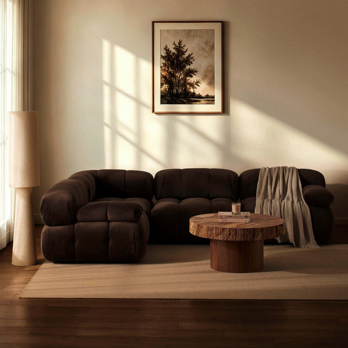 Bondi Small Left Hand L Shape Sofa - Cappuccino – Black & Feather