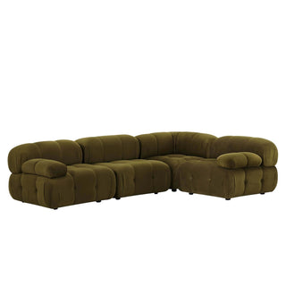 Bondi Small Right Hand L Feather & Black Shape Sofa -  Rich Green