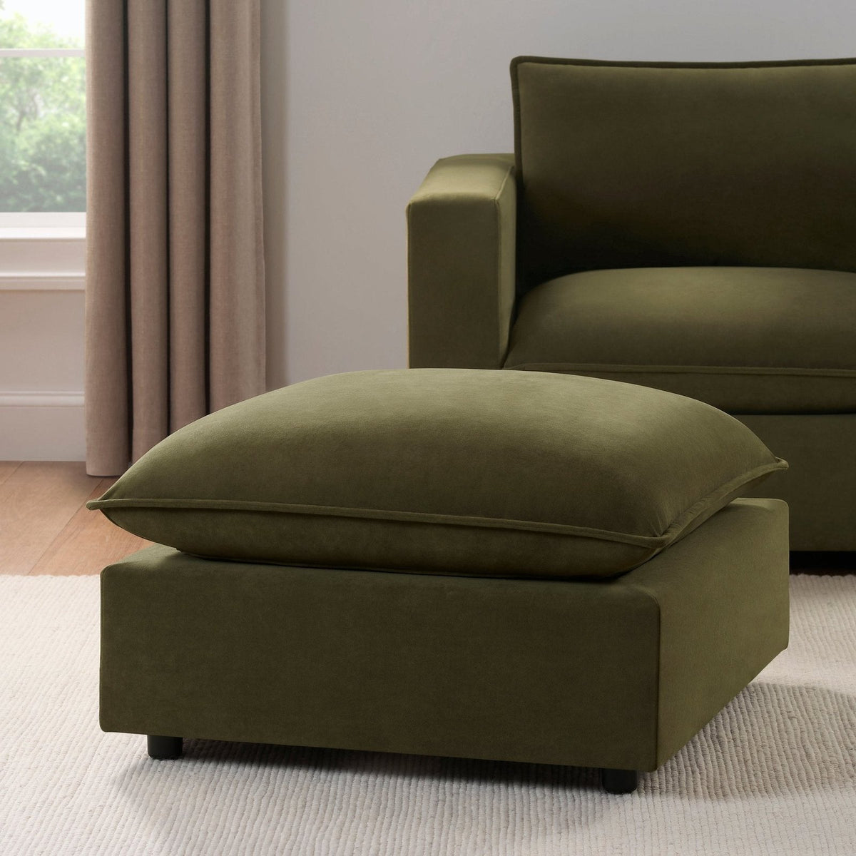 Boston Pouffe - Olive – Feather & Black