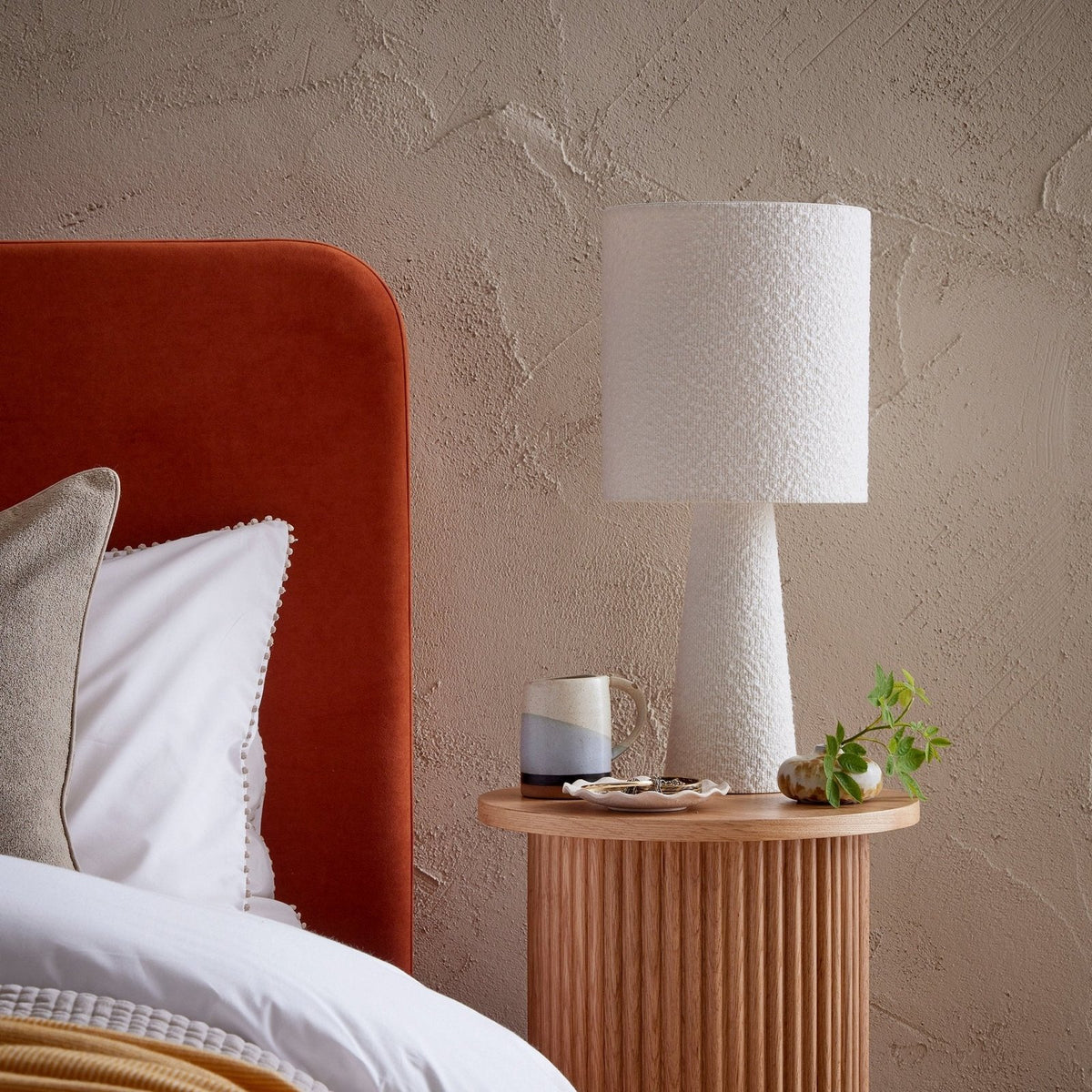 Boucle Black & Feather Table Lamp