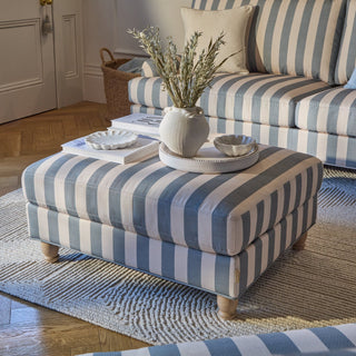 Brea Footstool - Blue Stripe with Whitewash Legs – Laura Ashley