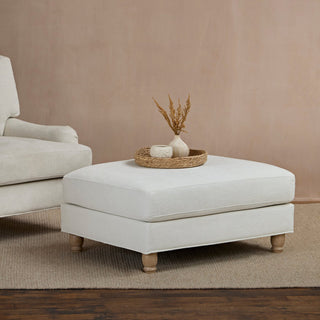 Brea Oyster White Footstool - Whitewash Oak Legs – Laura Ashley UK