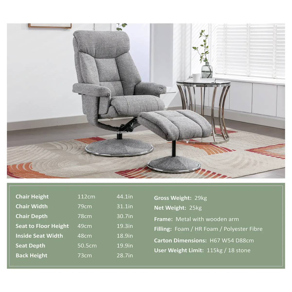 Bridge Fabric Swivel Chair and Footstool – Laura & Ashley