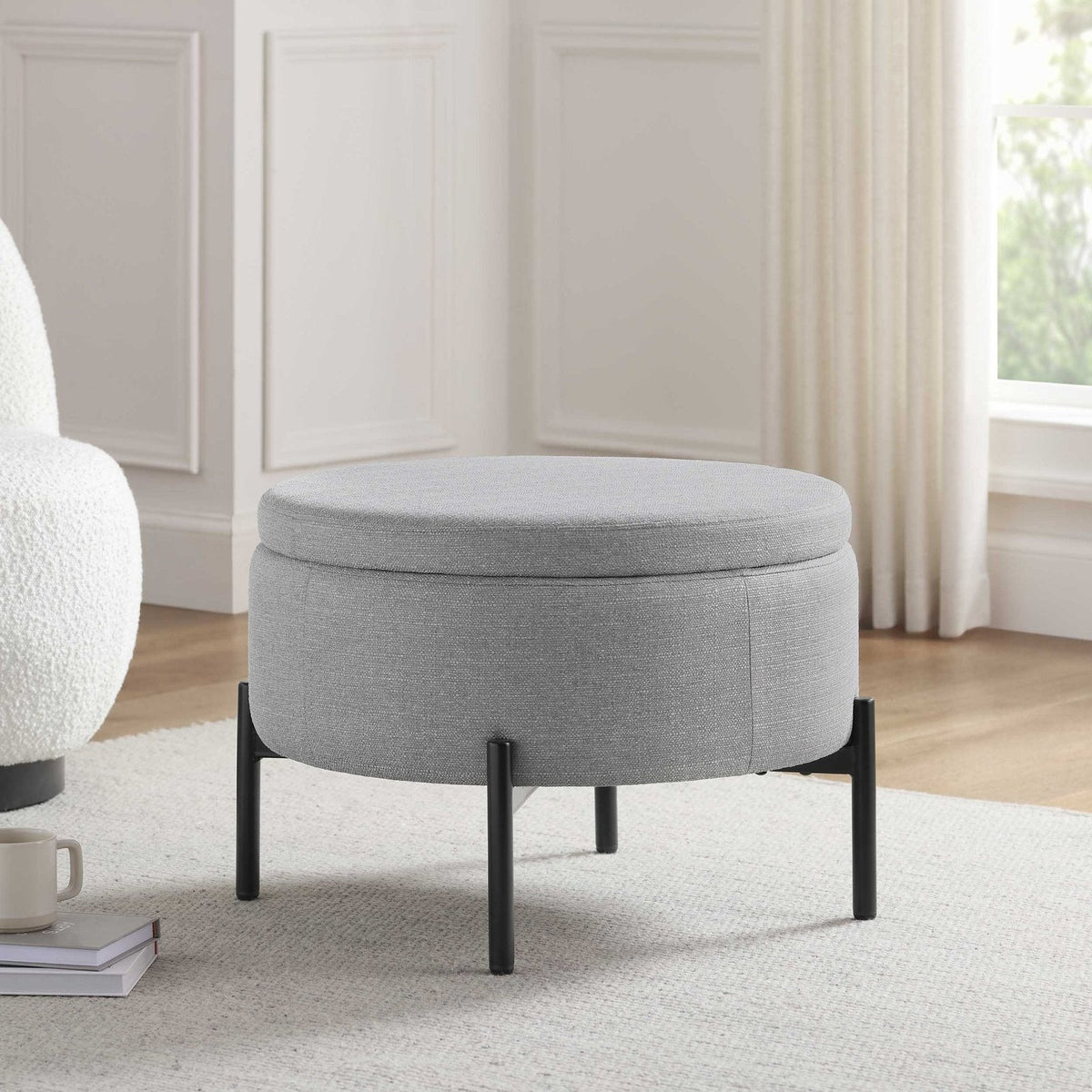 Bristol Pouffe Black & Feather - Mid Grey