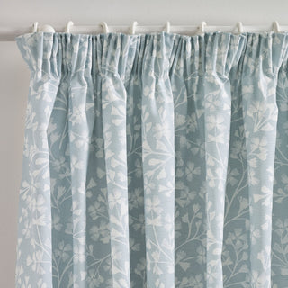 Brooke Floral Pencil Pleat Laura Ashley UK Curtains - Duck Egg Blue